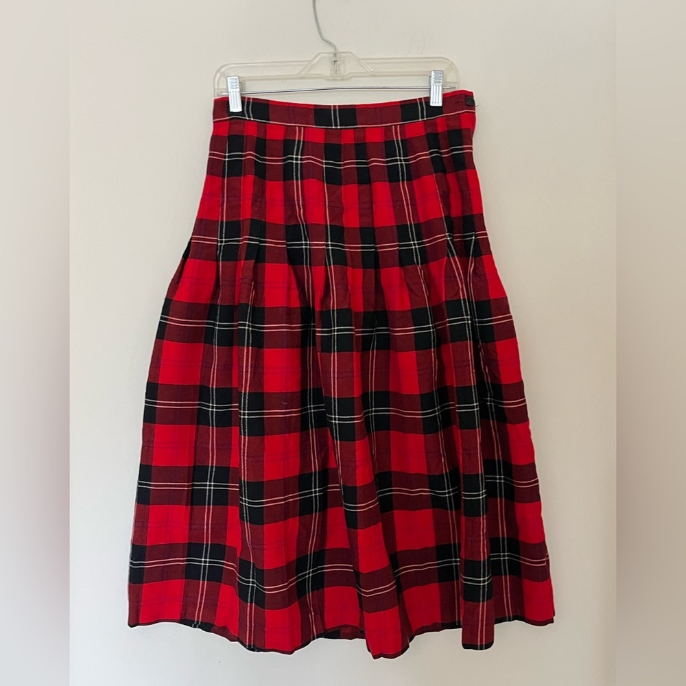 Ben Nevis Vintage 💯 Wool Plaid Midi Skirt Heritage Check Academia UK 8-10